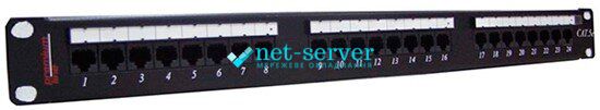 Патч-панель мережева 24 порти UTP, 1U, кат.5Е, Dual Type IDC, чорний Premium Line 175722412