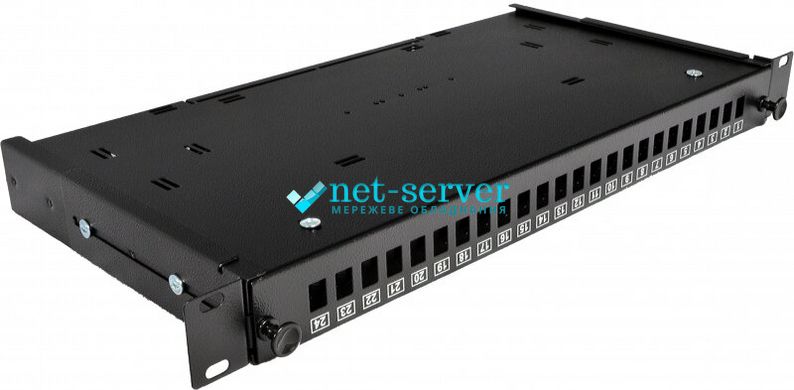 Патч-панель 24 порти SC-Simplex/LC-Duplex/E2000, порожня, 1U, чорна UA-FOP24SCS-B