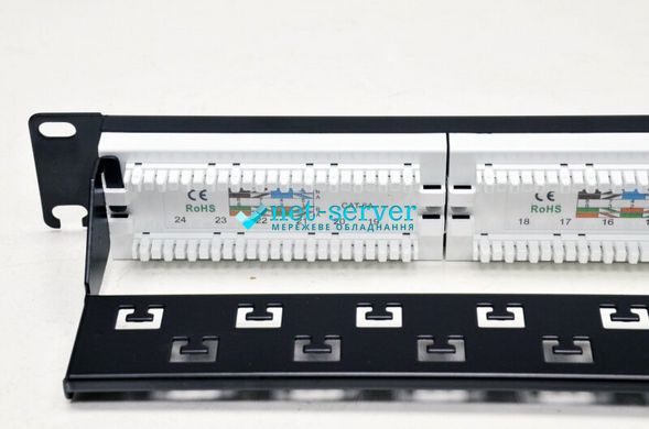 Мережева патч-панель 19", 24 порти, 1U, cat.6A, UTP, Electronical LW-PP74