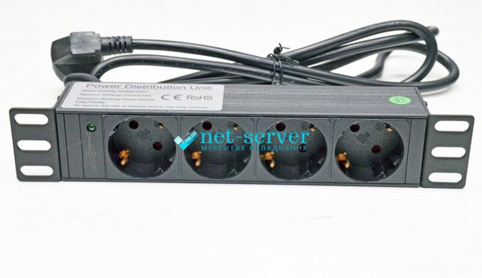 Network filter 10" with 4 sockets, with indicator, 1.8m cord, Kingda KD-GER(16)N1004WPSBFE