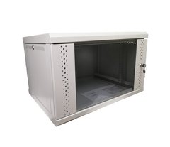 Шкаф настенный 19", 4U, Ш600хГ350хВ284, разборной, эконом, стекло, серый ES-Е435G