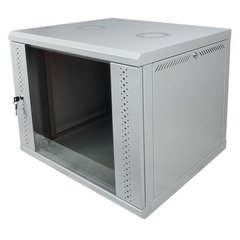 Шкаф настенный 19", 9U, Ш600хГ350хВ503, разборной, эконом, стекло, серый ES-Е935G