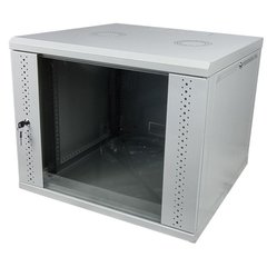 Wall cabinet 19", 9U, W600xH500xH503, collapsible, economy, glass, gray ES-E950G