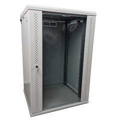 Wall cabinet 19", 15U, W600xH600xH773, collapsible, economy, glass, gray ES-E1560G
