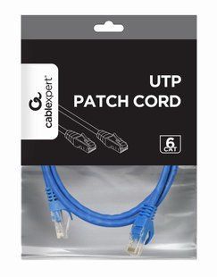Фото Патч-корд мережевий UTP Cat 6 Cablexpert PP6U-1.5M/B, 1.5 м, синій, RJ45-RJ45, литий, 50u &ndash; купити з доставкою по Україні в інтернет-магазині Net-server