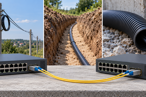 How to connect two switches with optics: on poles, in the ground or in a corrugation