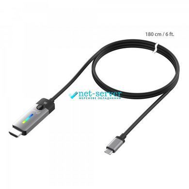 Фото Кабель USB-C HDMI, 8K 60 Гц, LED RGB 1.8 м j5create JCC157-N &ndash; купить с доставкой по Украине в интернет-магазине Net-server