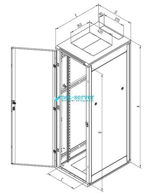 Серверна підлогова шафа 19 "37U, 1750x800x1100мм (В*Ш*Г) Triton, RMA-37-A80-CAX-A1