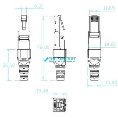 Rotary network connector RJ45, STP, cat.6A, L&W LW-NP-021-C6A