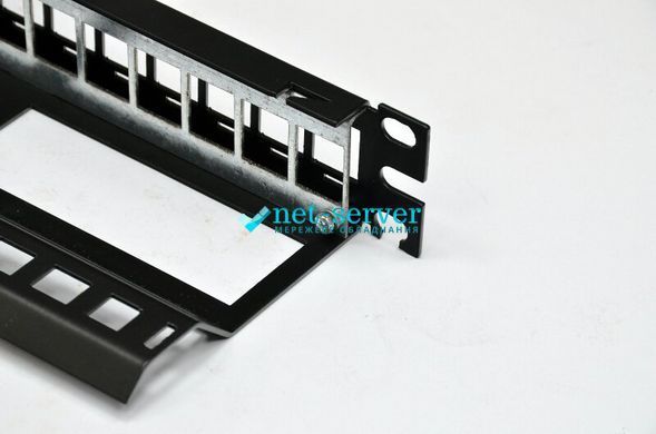 Фото Модульная патч-панель 10", 12 портов, черная, 1U, Keystone(Slim), CMS-PP12K10RM-B &ndash; купить с доставкой по Украине в интернет-магазине Net-server