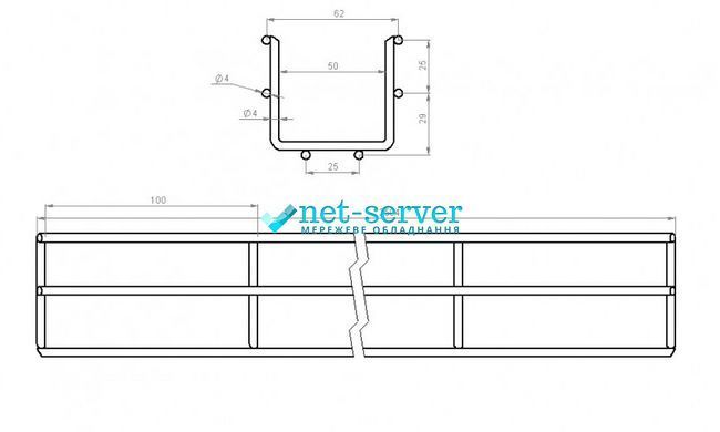 Photo of Mesh tray 50x50x2500, wire &Oslash;4 mm, white zinc CMS-WBC4-5050Z &ndash; buy online with delivery across Ukraine at Net-server
