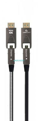 Фото Оптичний HDMI 2.0 кабель 20м AOC 4K 60Гц HDMI-A to HDMI-D (Micro) позолочені конектори Cablexpert CCAP-HDMIDD-AOC-20M &ndash; купити з доставкою по Україні в інтернет-магазині Net-server
