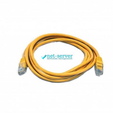 Patch cord 0.5m, UTP, cat.5e, RJ45, copper, yellow, Kingda PAUT3050-YL