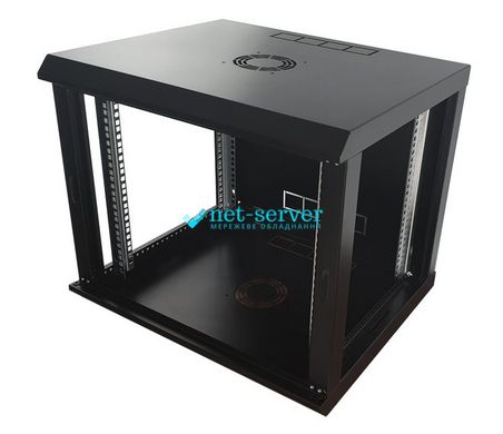 Шкаф настенный 19", 6U, Ш600хГ500хВ503, разборной, стекло, черный net-950B