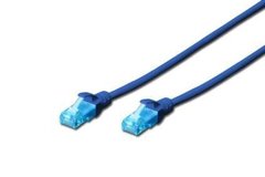 Patch-cord molded 0.5m, cat.5e, UTP, AWG 26/7, PVC, blue DIGITUS DK-1511-005/B