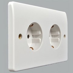 Electrical outlet, double, 220V, 16A, 146x86 mm, Logic Plus, white, MK K4152 WHI