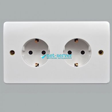 Фото Розетка электрическая, двойная, 220В, 16А, 146х86 мм, Logic Plus, белая, MK K4152 WHI &ndash; купить с доставкой по Украине в интернет-магазине Net-server