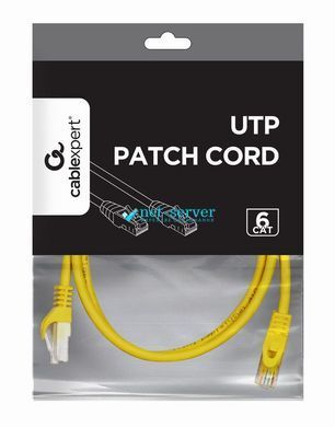 Photo of Patch cord network UTP Cat 6 Cablexpert PP6U-5M/Y, 5 m, yellow, RJ45-RJ45, molded, 50u &ndash; buy online with delivery across Ukraine at Net-server