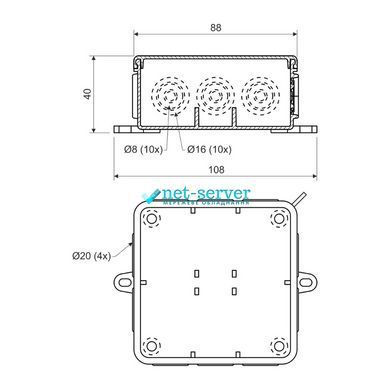 Photo of Distribution box, external, plastic, 85x85x40, IP54, without terminals, light gray, KOPOS 8130_KA &ndash; buy online with delivery across Ukraine at Net-server