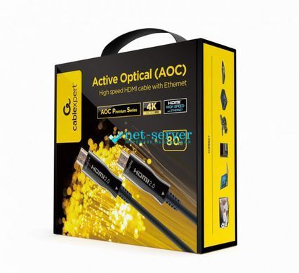 Фото Оптичний HDMI 2.0 кабель 80м AOC 4K 60Гц позолочені конектори Cablexpert CCBP-HDMI-AOC-80M-02 &ndash; купити з доставкою по Україні в інтернет-магазині Net-server