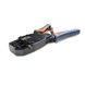 Crimping tool for crimping RJ45/RJ12/RJ11 connectors with ratchet