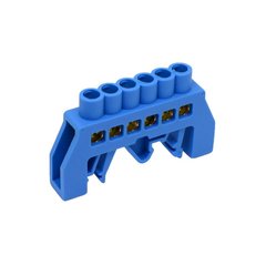 Zero bus with 6 holes, insulated on DIN rail T6U-6