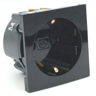 Фото Модуль електричний одинарний, 220В, 50х50 мм, чорний, MK K5831BLK &ndash; купити з доставкою по Україні в інтернет-магазині Net-server