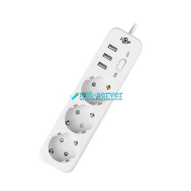 Surge protector 4 m, 3 sockets with USB switch, LogicPower PREMIUM LP-X3 white (2200W)