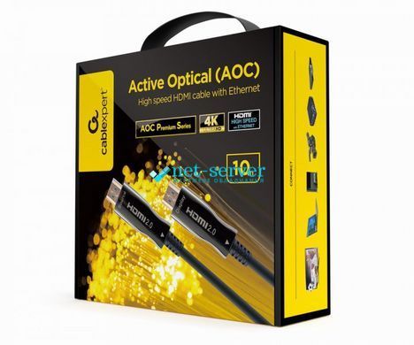Фото Оптичний HDMI 2.0 кабель 10м AOC 4K 60Гц позолочені конектори Cablexpert CCBP-HDMI-AOC-10M-02 &ndash; купити з доставкою по Україні в інтернет-магазині Net-server
