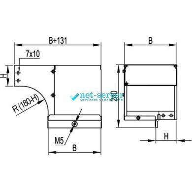 Photo of Left-hand external vertical transition bend DKC CDSS 90&deg; base 80 mm, height 80 mm, Sendzimir hot-dip galvanized &ndash; buy online with delivery across Ukraine at Net-server