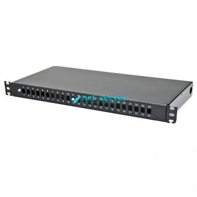 Патч-панель 24 порта SC-Simplex/LC-Duplex/E2000, пустая, 1U, черная UA-FOPF24SCS-B
