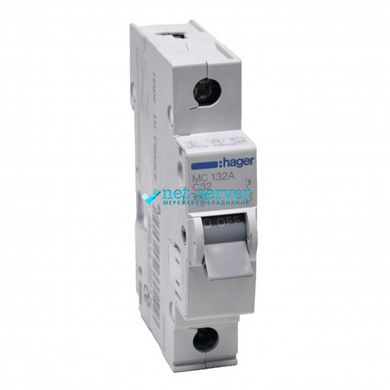 Circuit breaker In = 32 A, 1p, C, 6 kA, 1m, Hager MC132A