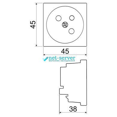 Фото Модульна розетка 250V, з захисним штифтом 45x45х38 червона Kopos QP 45X45_BB &ndash; купити з доставкою по Україні в інтернет-магазині Net-server