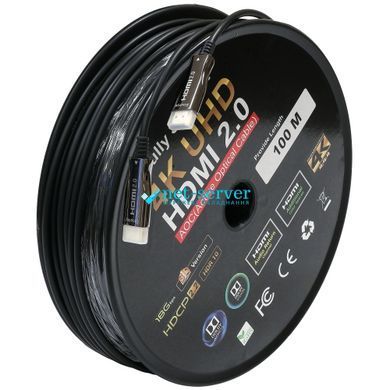 Photo of HDMI 2.0 patch cord, 100m, 4K (UHD) with signal transmission via optical cable (AOC) L&W ELECTRONICAL LW-HA-100 &ndash; buy online with delivery across Ukraine at Net-server