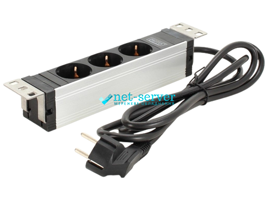 Socket block 10” for 3 sockets, cord 2m, 16A, Digitus DN-95411