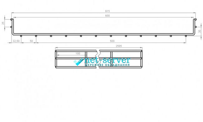Mesh tray 600x50x2500, wire Ø5 mm, white zinc CMS-WBC5-60050Z
