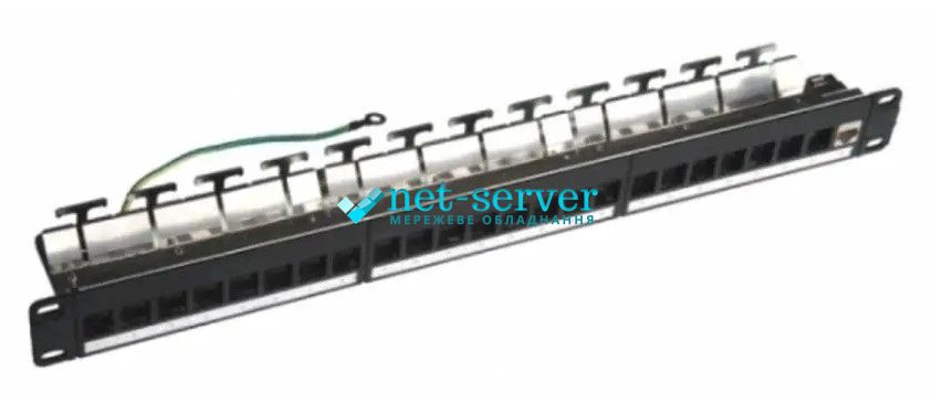 Patch panel modular 19", 24 ports, 1U, FTP with cable management Hypernet PP-M24-STP-2