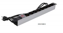 Socket block 19" with 8 sockets and switch, 16A, aluminum housing, Premium Line 631210812