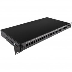 Patch panel 24 ports SC-Simplex/LC-Duplex/E2000, empty, 1U, black UA-FOP24SCS-B