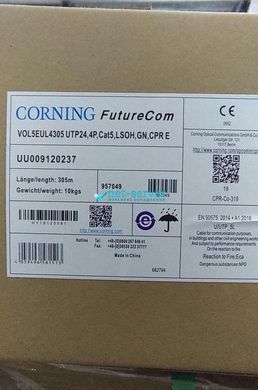 Photo of Vitapair U/UTP, cat.5e, AWG 24, LSZH, green, 305m, Corning UU009120237 &ndash; buy online with delivery across Ukraine at Net-server