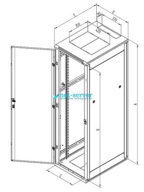 Серверна підлогова шафа 19 "42U, 1970x800x1200мм (В*Ш*Г) Triton, RMA-42-A82-CAX-A1