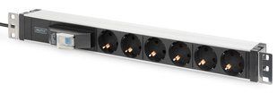 Фото Блок розеток 19&rdquo; на 6 розеток, шнур 2м, автомат, 16А, Digitus DN-95417 &ndash; купити з доставкою по Україні в інтернет-магазині Net-server