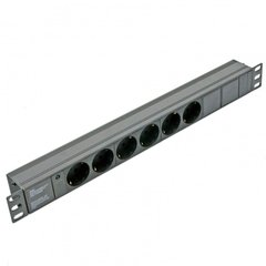 Network filter 19" with 6 sockets, C14 connector, without cord, Kingda KD-GER(16)N1006WKPB19A-C14