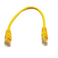 Patch cord 0.25m, UTP, cat.5e, RJ45, copper, yellow, Kingda PAUT3025-YL