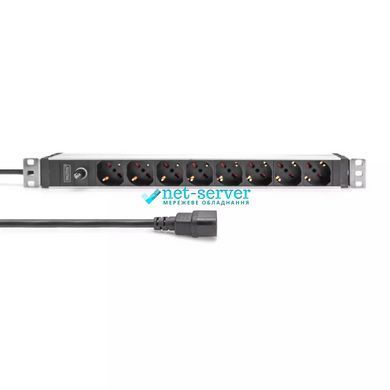 Photo of Socket block 19&rdquo; for 8 sockets, 2m cord, UPS plug (C14), aluminum, DIGITUS DN-95410 &ndash; buy online with delivery across Ukraine at Net-server