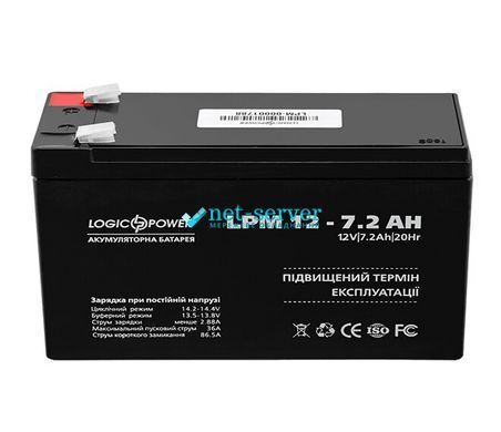 Фото Аккумулятор AGM LPM 12 &ndash; 7,2 AH &ndash; купить с доставкой по Украине в интернет-магазине Net-server