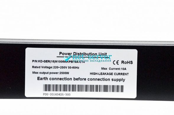 Photo of Network filter 19" with 6 sockets, C14 connector, without cord, Kingda KD-GER(16)N1006WKPB19A-C14 &ndash; buy online with delivery across Ukraine at Net-server