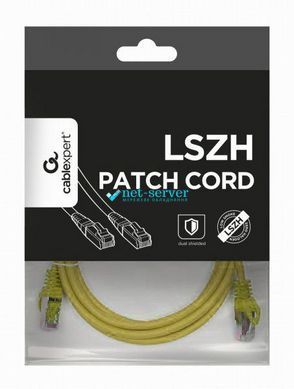 Фото Патч-корд сетевой S/STP Cat 6а Cablexpert PP6A-LSZHCU-Y-1M, 1м, желтый, RJ45-RJ45, литой, 50u &ndash; купить с доставкой по Украине в интернет-магазине Net-server