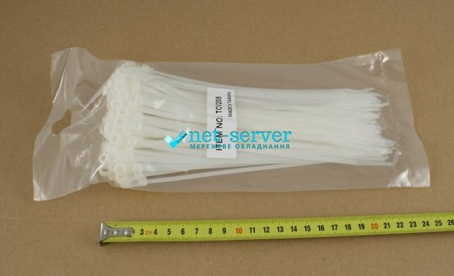 Photo of Tie with screw hole, 205x4.2 mm, 100 pcs, white, CMS TCV-205Z &ndash; buy online with delivery across Ukraine at Net-server