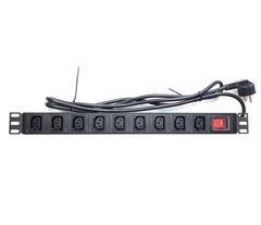 Surge protector 19” for 9 sockets C13 cord 1.8m aluminum WT-2271A-Black